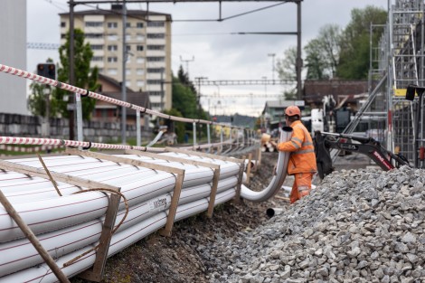 stazione ferroviaria Littau tubi drenaggio canalette passacavi