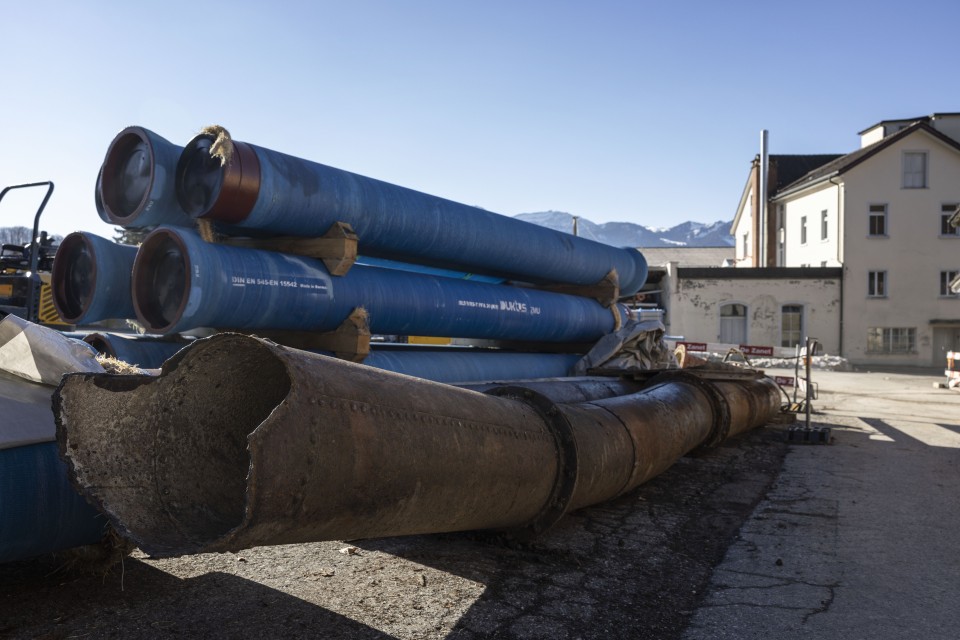 Wasserkaftwerk Wilen Gussrohre Kanalrohre