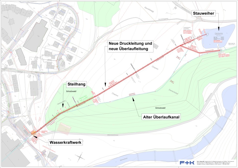 Wasserkaftwerk Wilen Gussrohre Kanalrohre